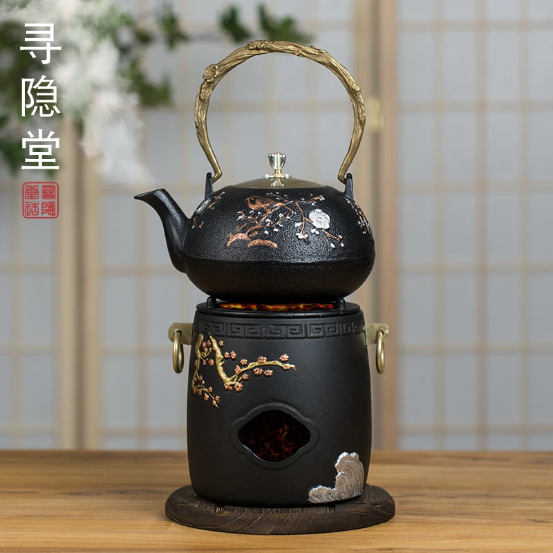 日本铁煮茶壶烧水泡茶壶专用生铁炭炉铸铁风炉酒精炉木炭炉茶具