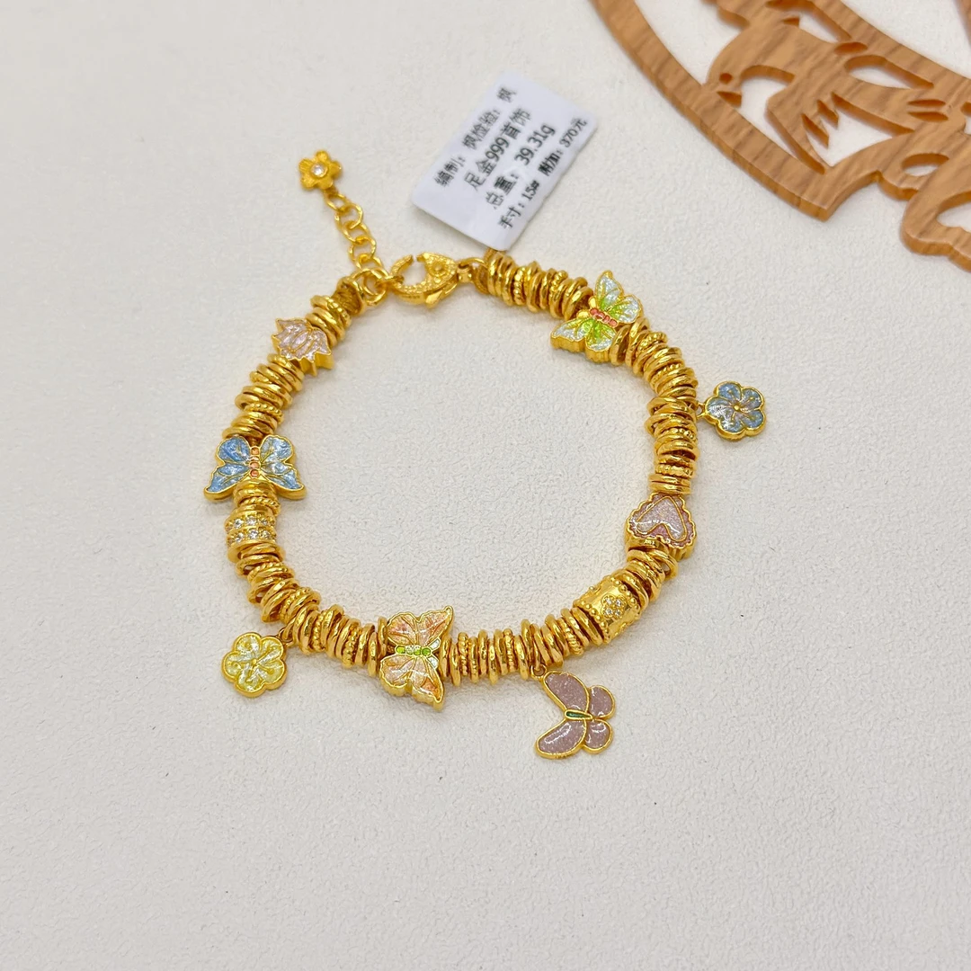 足金999饰品卡5盘缠手链39.31g 15cm