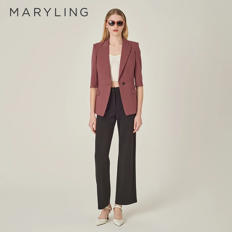 MARYLING玛俪琳2024初秋新品戗驳领单排扣修身西装外套A1EFW10040