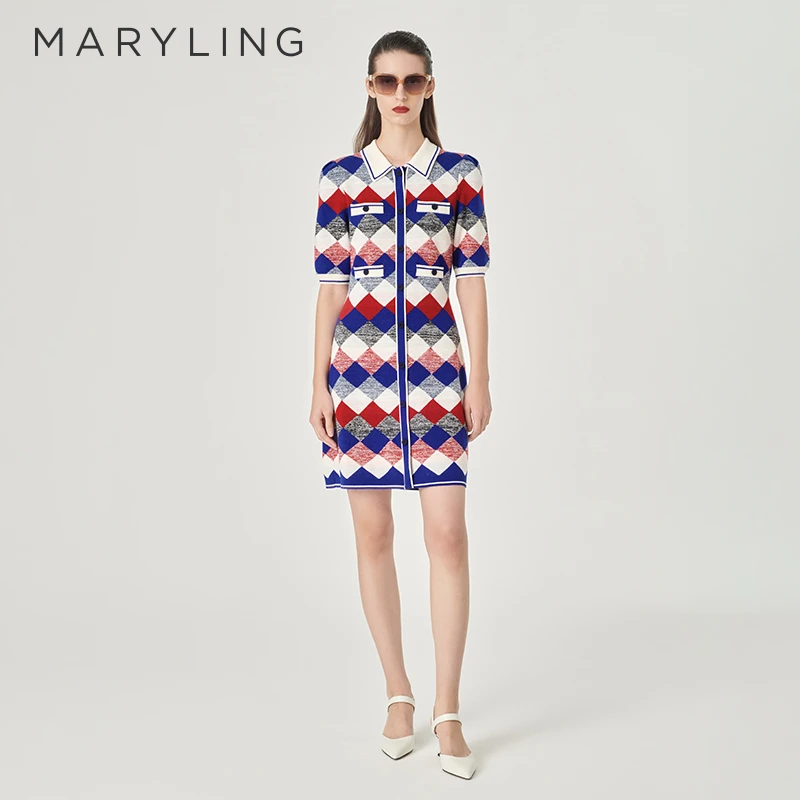 MARYLING玛俪琳2024初春新品复古减龄清新针织连衣裙A1EAW04550