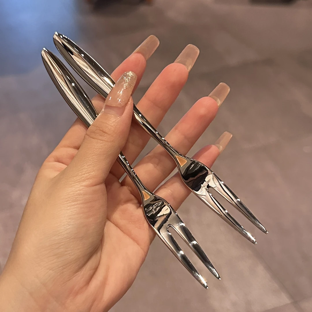 瑞典晚宴款【出口水果叉】轻奢304食品级不锈钢 甜品叉蛋糕叉创意