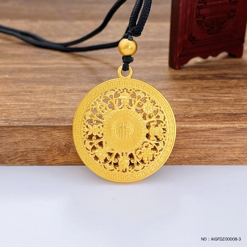 足金古法八宝罗盘吊坠