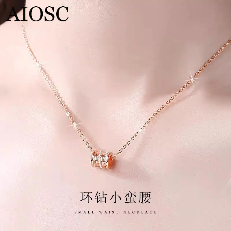 坠链均足银 经典小蛮腰s999纯银项链女款轻奢小众不掉色520送女友