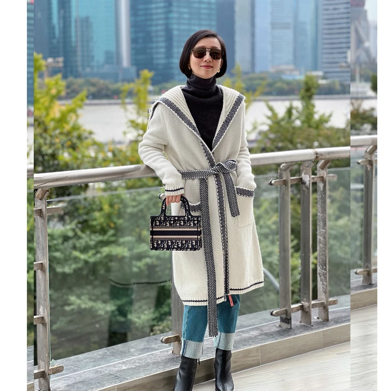 3针重磅D奥款海军领羊绒开衫针织大衣外套