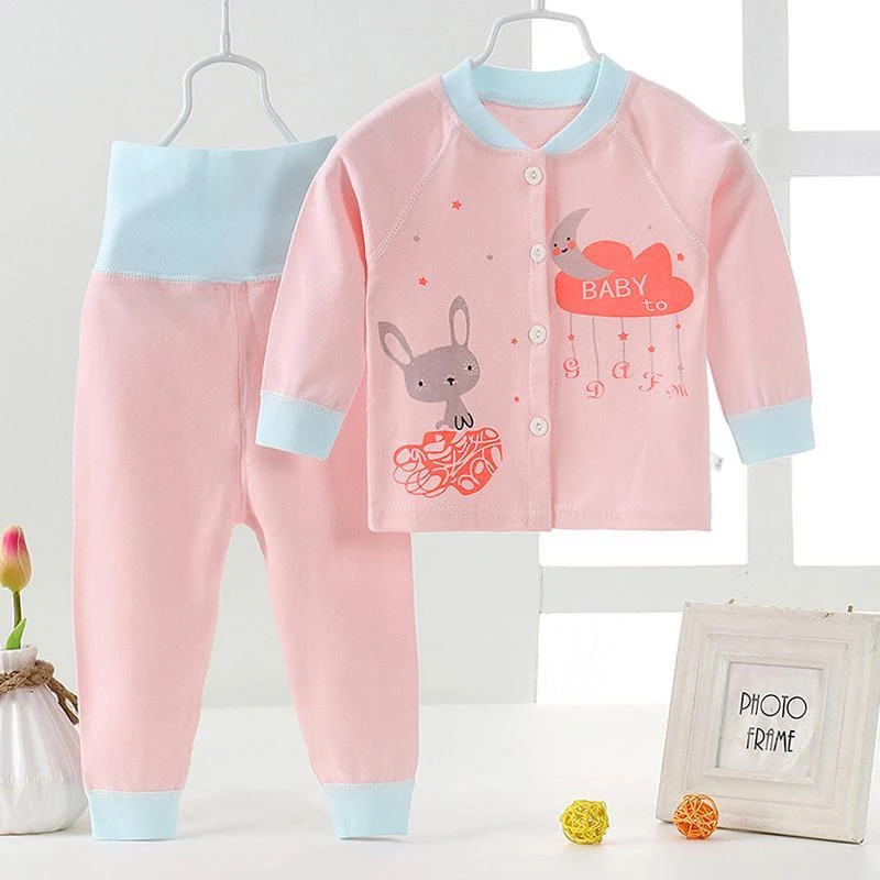 开衫套装内衣宝宝婴儿衣服纯棉高腰护肚秋衣秋裤男女童两件套