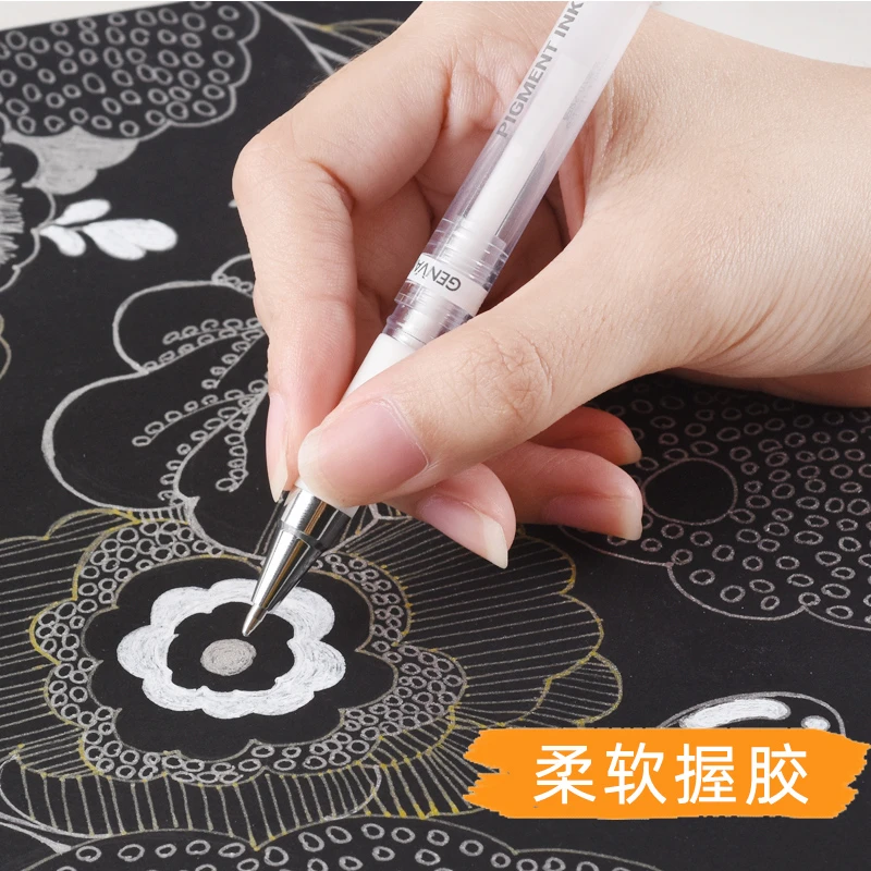 高光笔粉彩笔金银色笔手绘白笔美术画画小黑卡黑底纸专用笔勾线笔