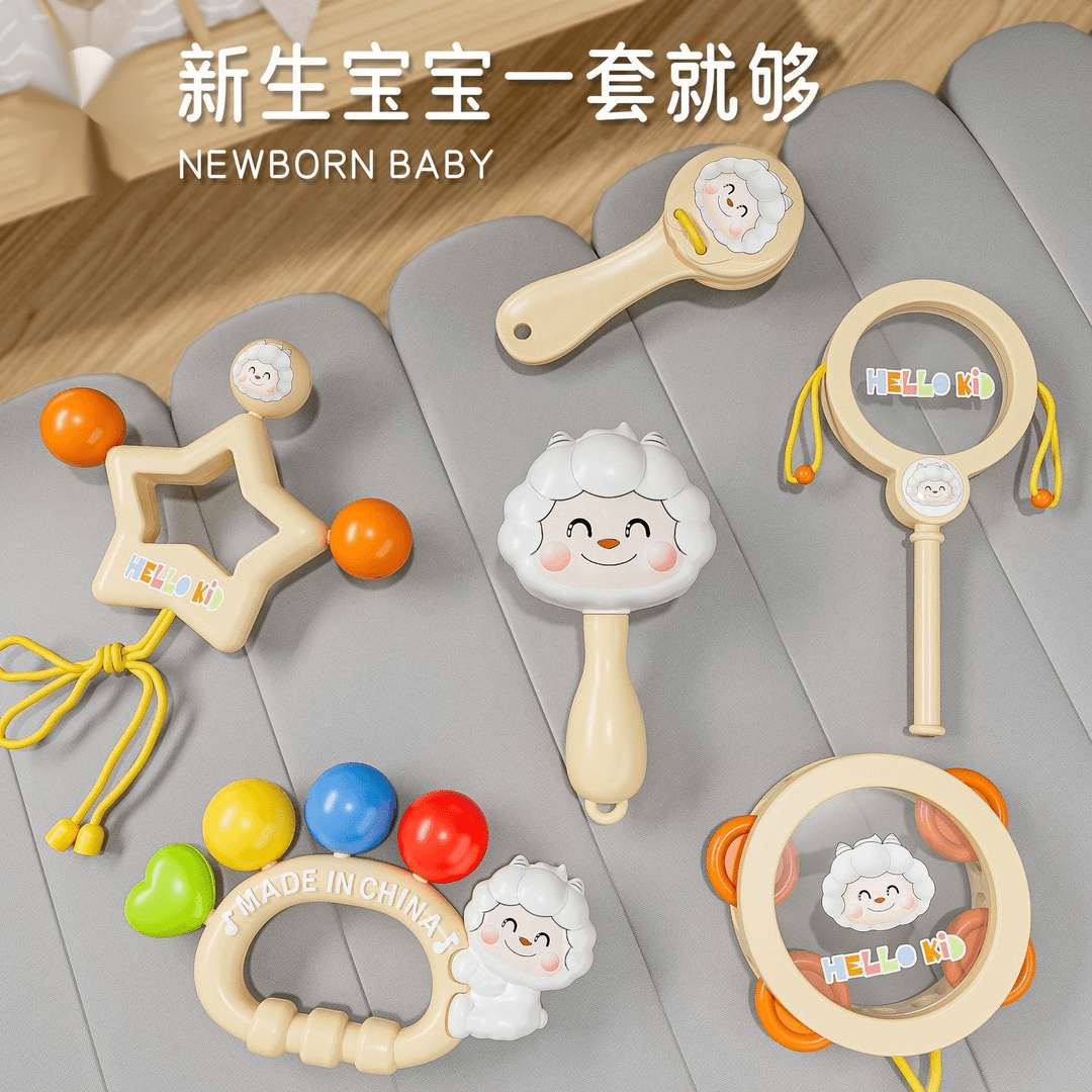 手摇铃沙锤拨浪鼓婴儿玩具抓握新生儿宝宝安抚抬头练习礼物0-6月