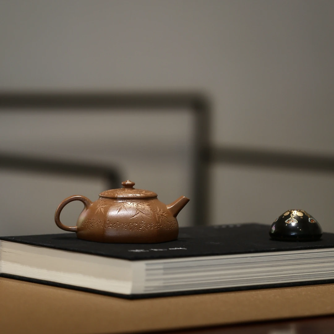 黄松篆刻 丁毅抟制『寒江』200cc 60目老段泥 紫砂茶器