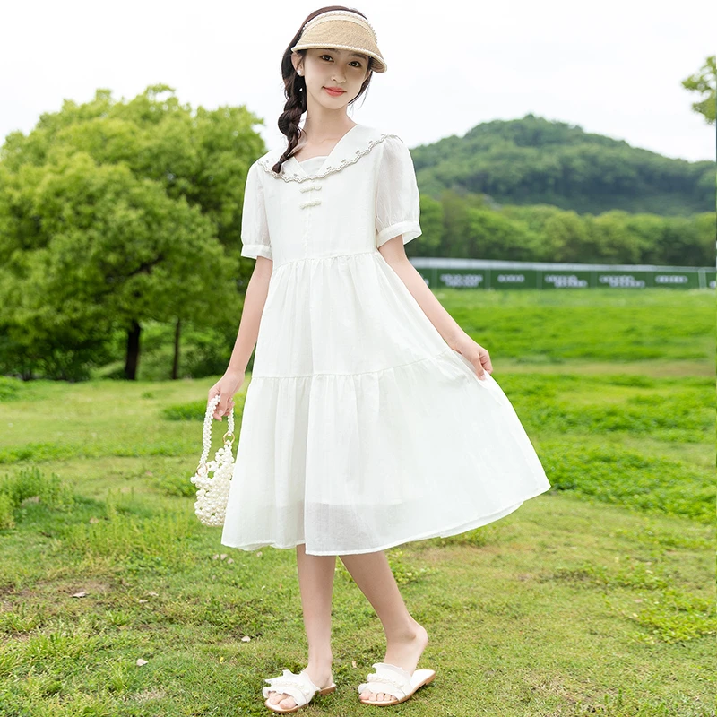 女童连衣裙2025新款夏装女孩公主裙女大童洋气儿童夏季高级感裙子