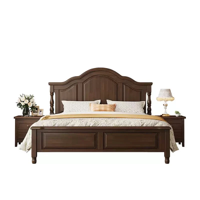 美式实木床1.8米双人床主卧室现代简约1.5米单人1.2m高箱气压婚床