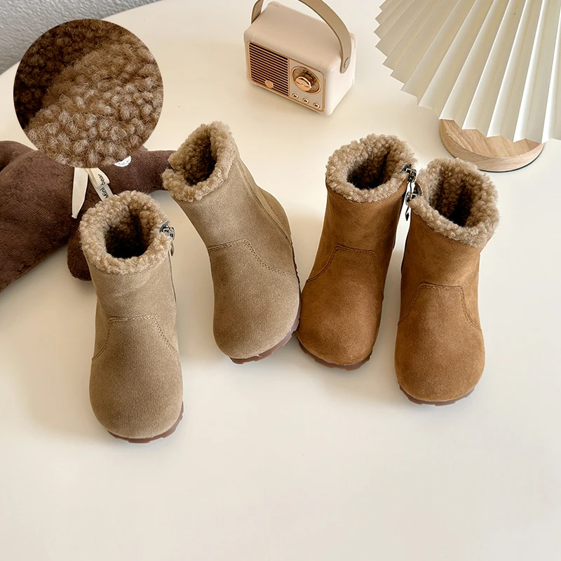 女童棉靴加绒勃肯鞋2024新款冬季保暖雪地棉鞋毛毛鞋防滑加厚短靴