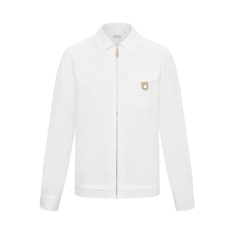RARE威雅25春夏新款拉链夹克式衬衫外套翻领白色长袖衬衫