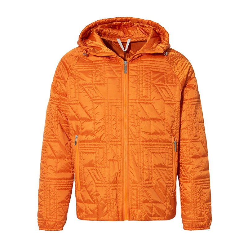 RARE威雅男装秋冬款橙色R字绣花连帽休闲时尚百搭保暖单导棉服