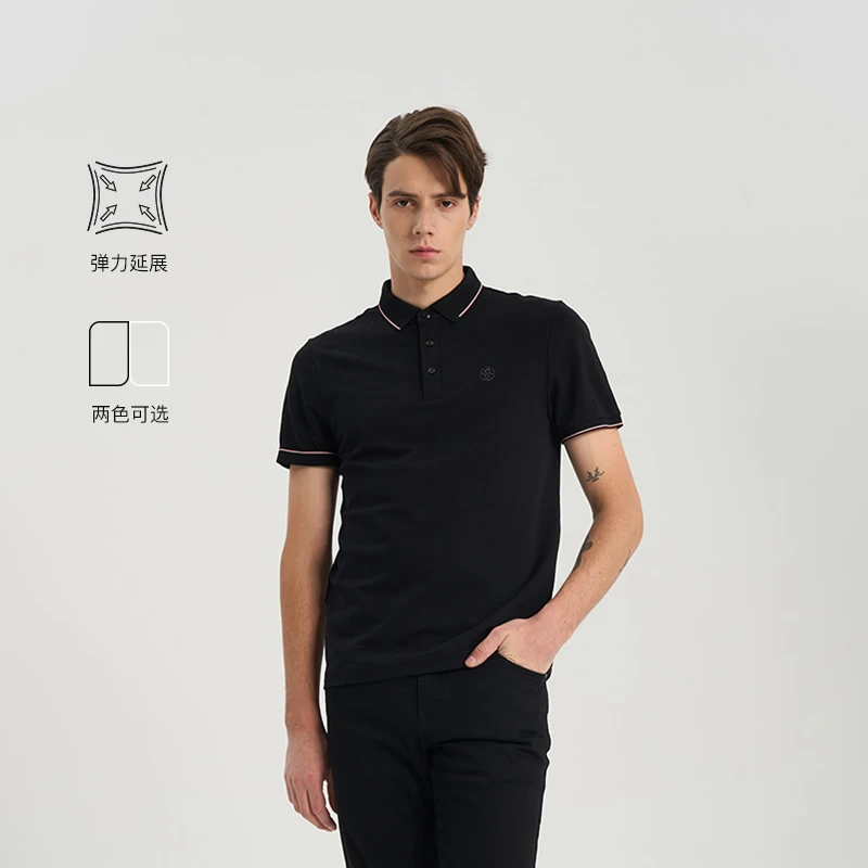 RARE威雅男装夏季新款双R刺绣简约翻领短袖T恤polo衫