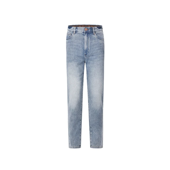 RARE威雅男装新款经典修身版五袋款浅蓝水洗男士牛仔裤