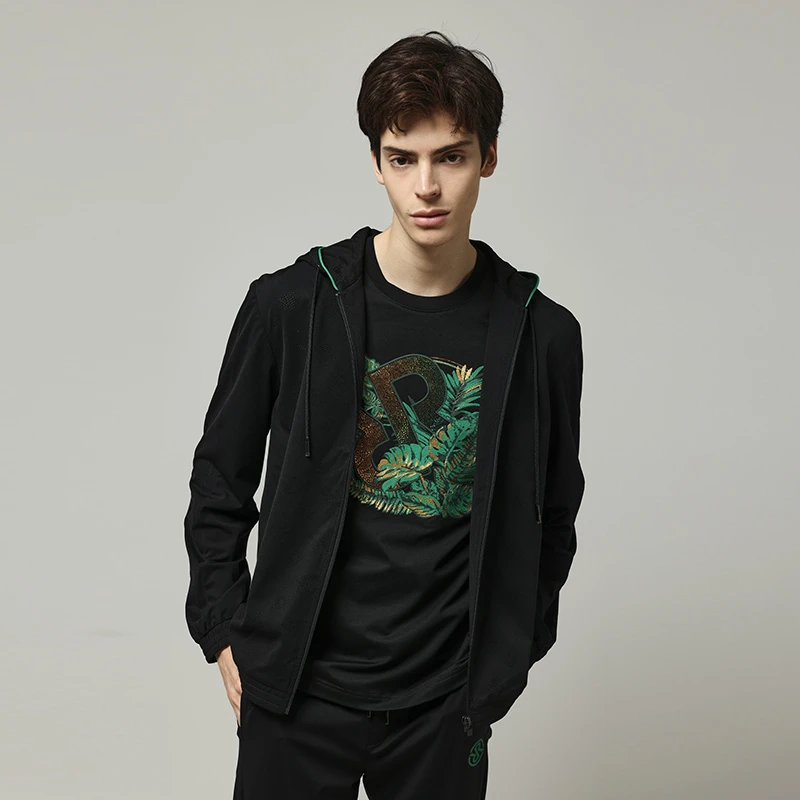 RARE意大利威雅男装春夏新款舒适版黑绿色薄款夹克休闲外套