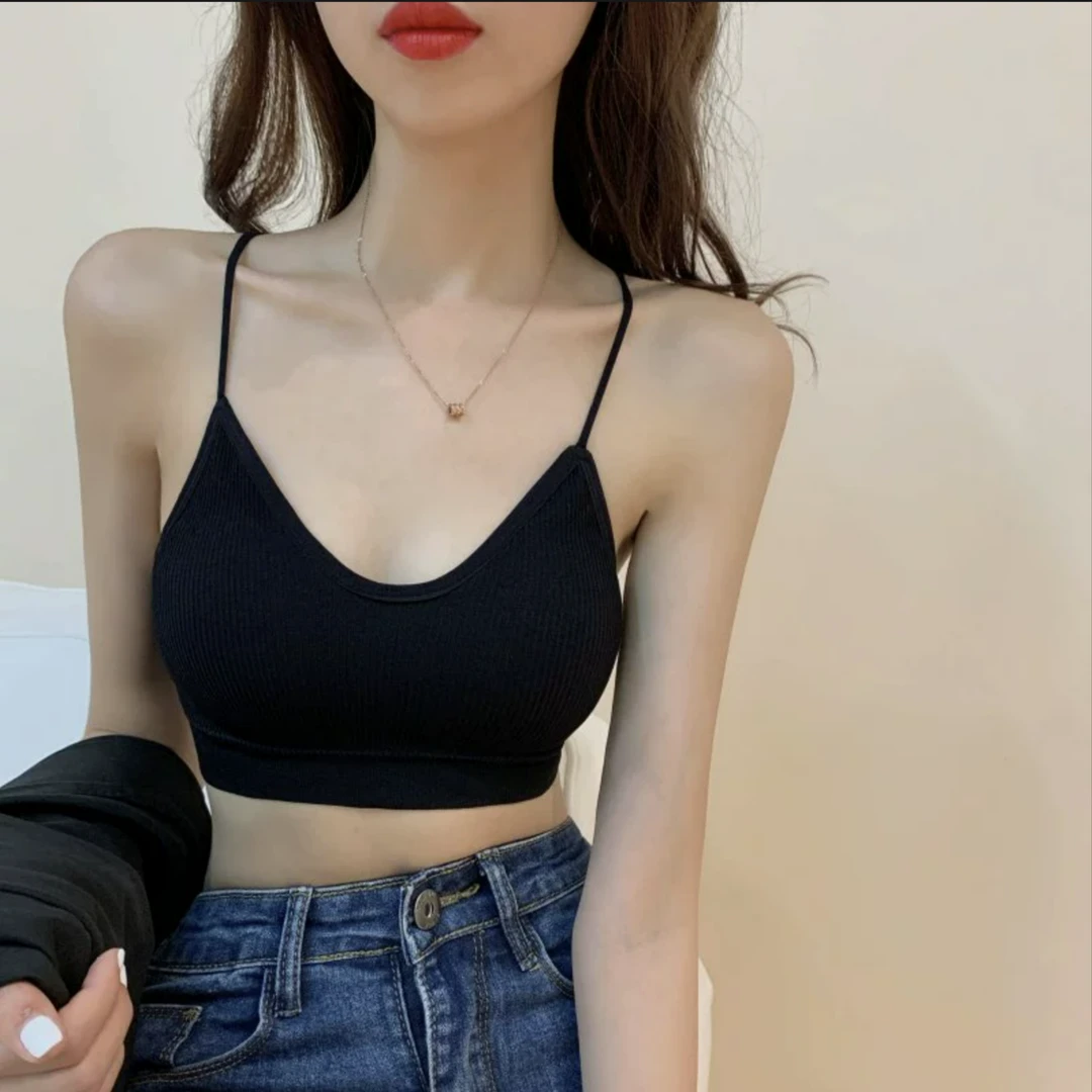 防走光细带双交叉露背性感短款小吊带打底背心女