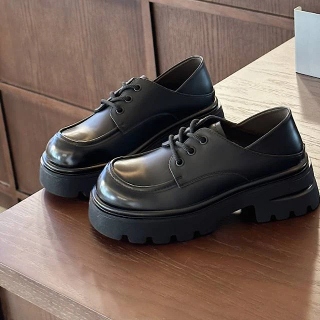 春秋高蒂新款牛皮真皮厚底深口乐福鞋休闲鞋单鞋244212S601