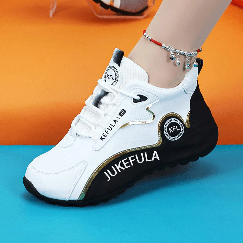 2024秋季新款时尚百搭潮流休闲运动鞋女士皮蓬老爹鞋透气潮鞋韩版