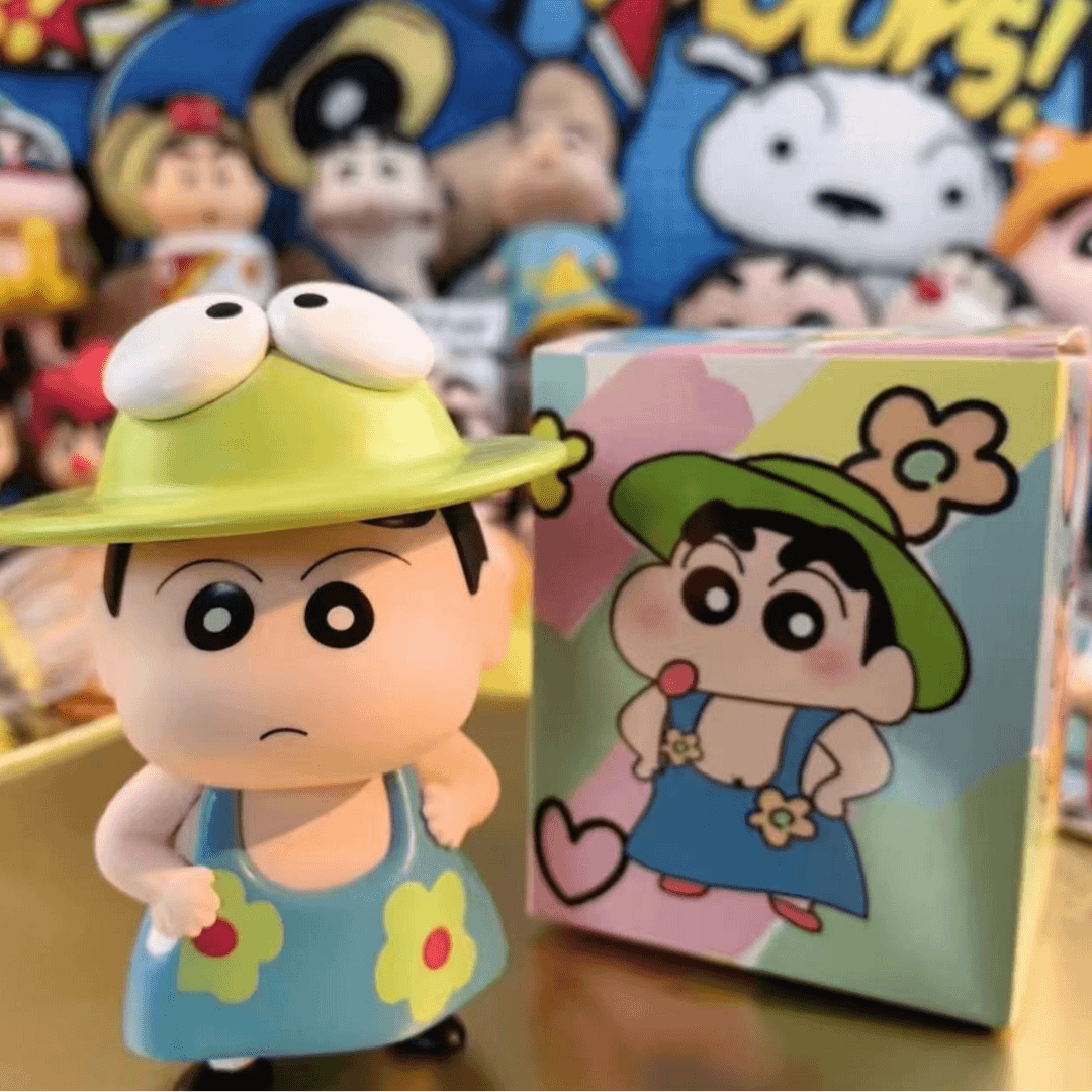 蜡笔小新【掐腰青蛙帽小新】委屈巴巴青蛙小新裙子手办摆件