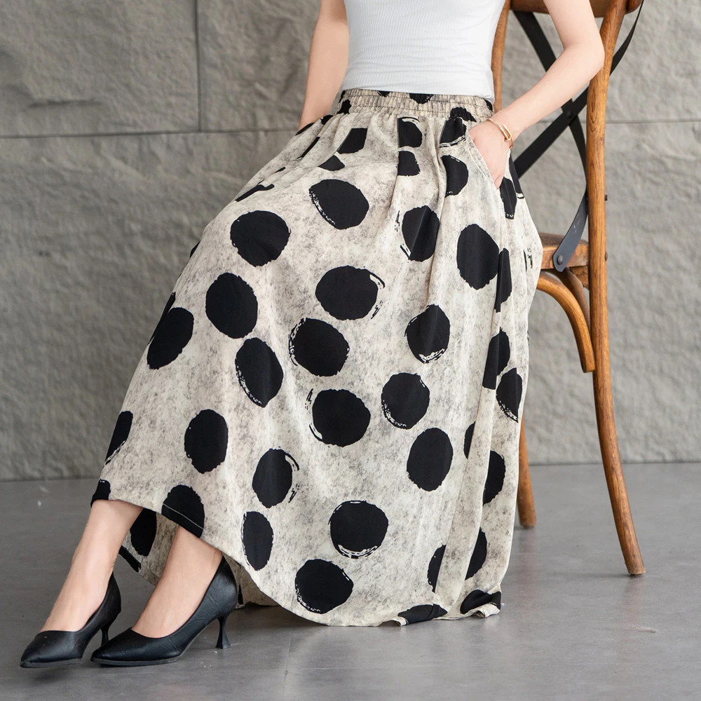 夏季半身裙丝滑垂感复古碎花中长裙中老年妈妈装女装大摆裙尤莱特