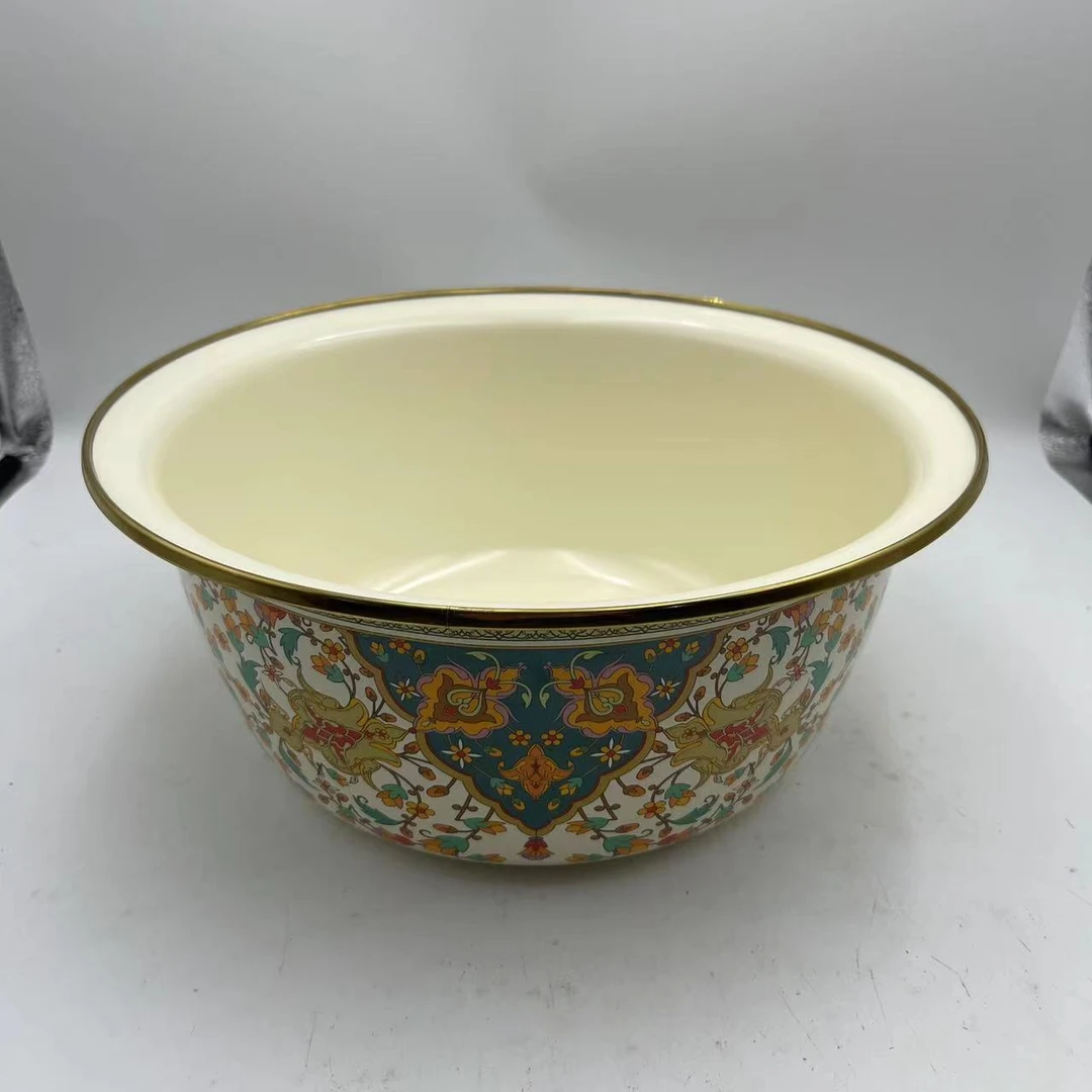 24cm【俄罗斯】搪瓷珐琅和面盆洗菜盆带盖子