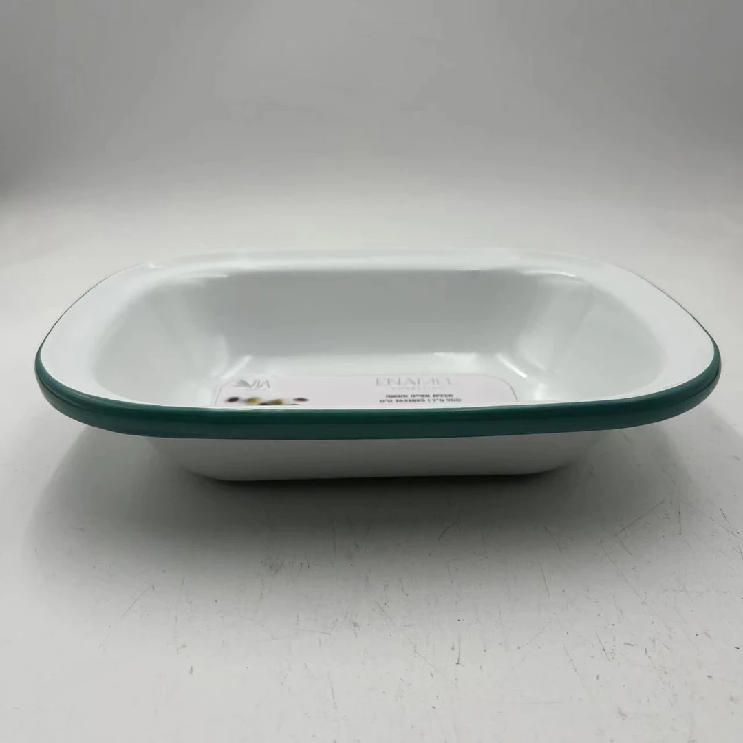 23cm17cm【绿边】宽边搪瓷珐琅水果盘颜色随机【拍一发二】【2318】