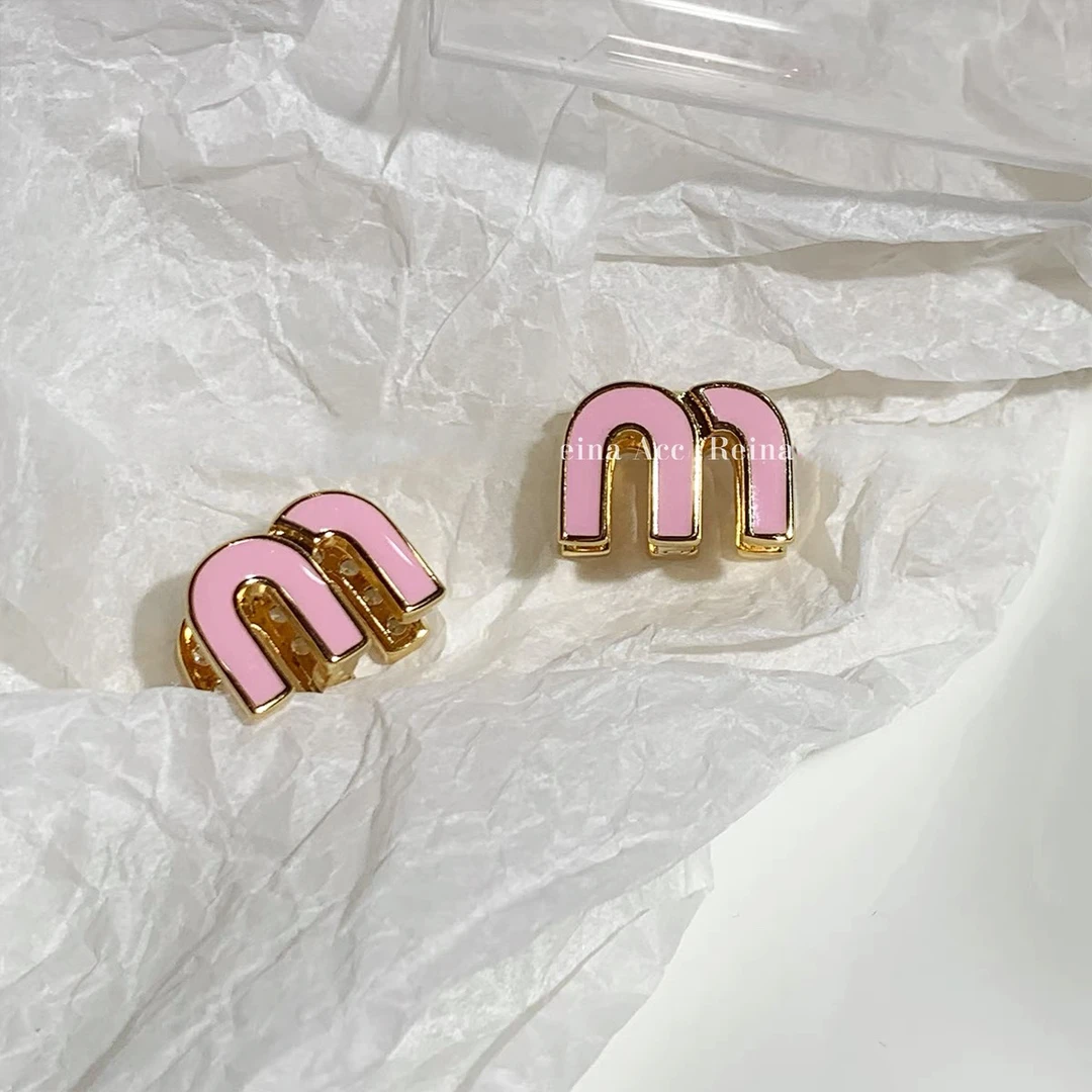 铜合金珐琅耳饰 DIFANDO轻奢高温滴釉字母M女士耳环E055