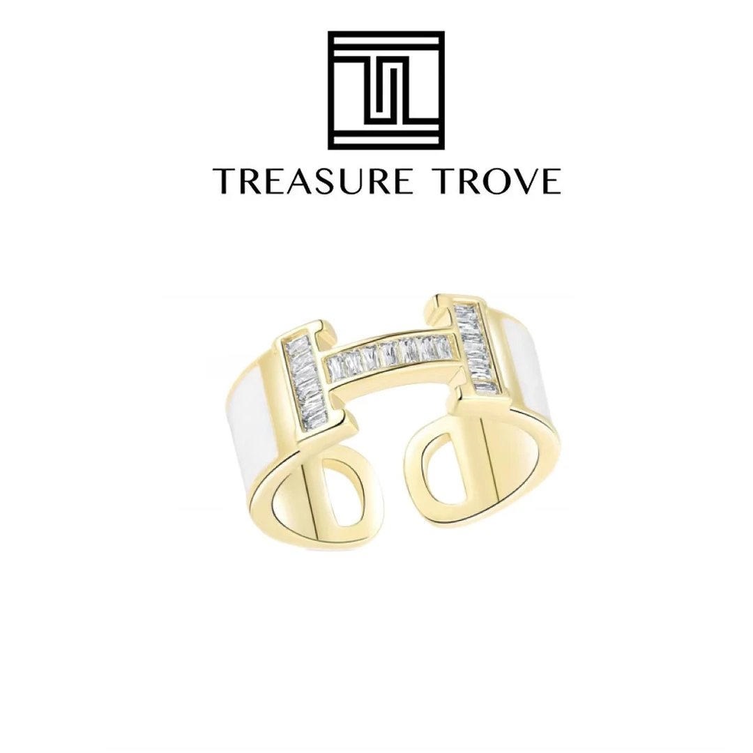 铜合金珐琅戒指 TREASURE TROVE珐琅镶钻开口H戒指