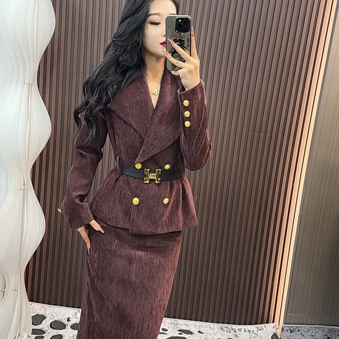 定制~轻奢女神范时尚修身加厚两件套8085