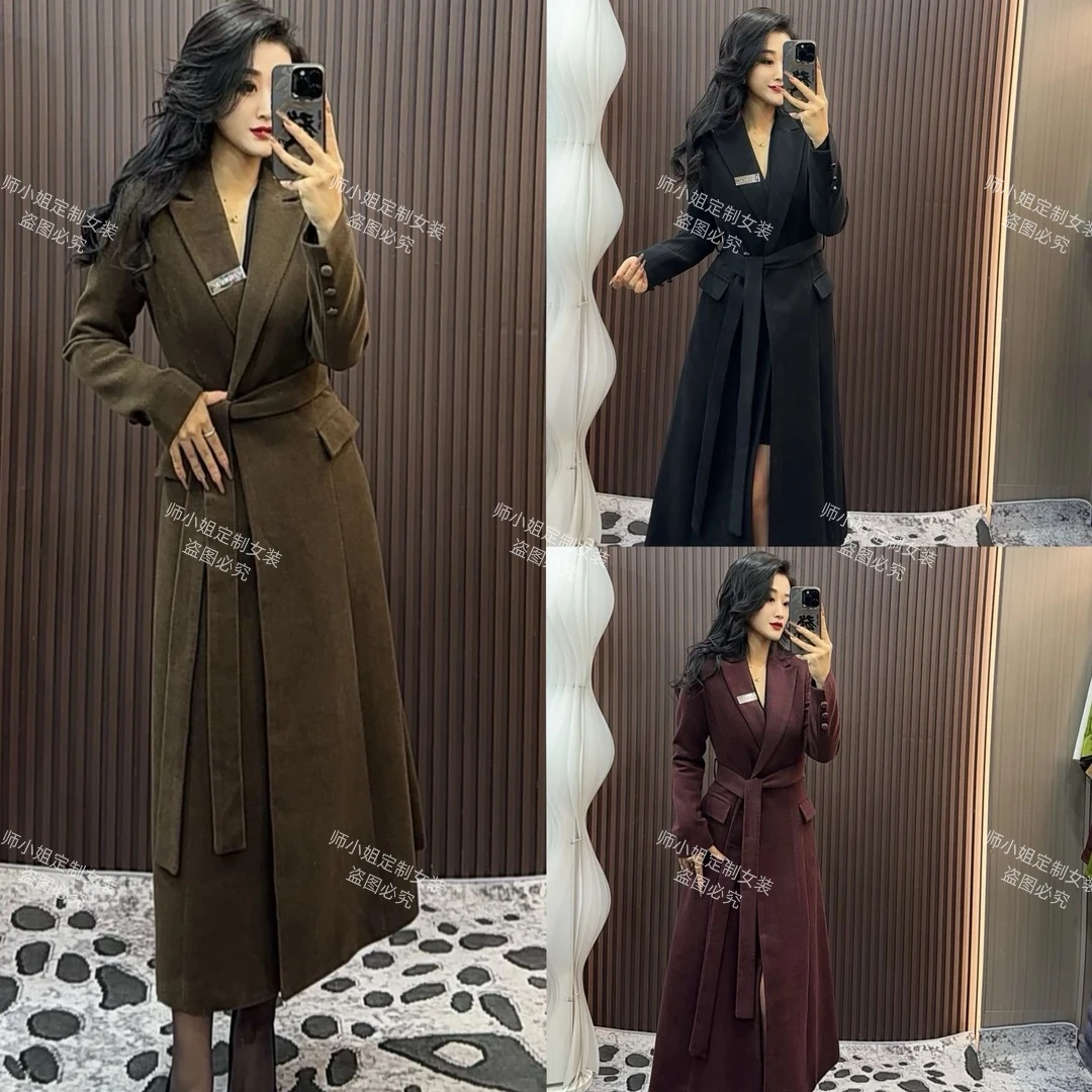 断码特价清~秋冬时尚设计感修身中长款呢大衣8088（加棉）