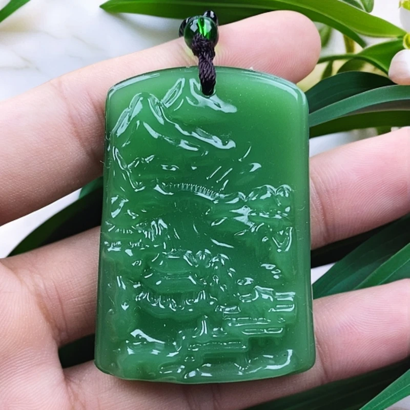 深绿山水.手工男女同款单面时尚经典百搭精美吊坠