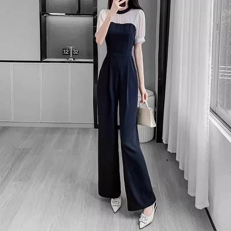 气质小个子高腰连衣裤阔腿裤2025年夏装新款显瘦阔腿连身连体裤女