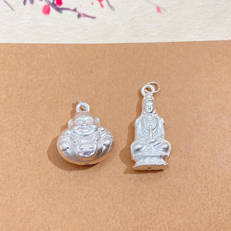 足银银制品 S999纯银观音弥勒佛吊坠男女菩萨宝宝挂坠平安项坠