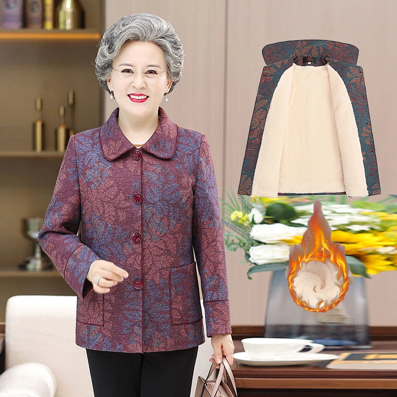 中老年人女装奶奶秋装外套60妈妈春秋上衣冬装70岁80太太老人衣服