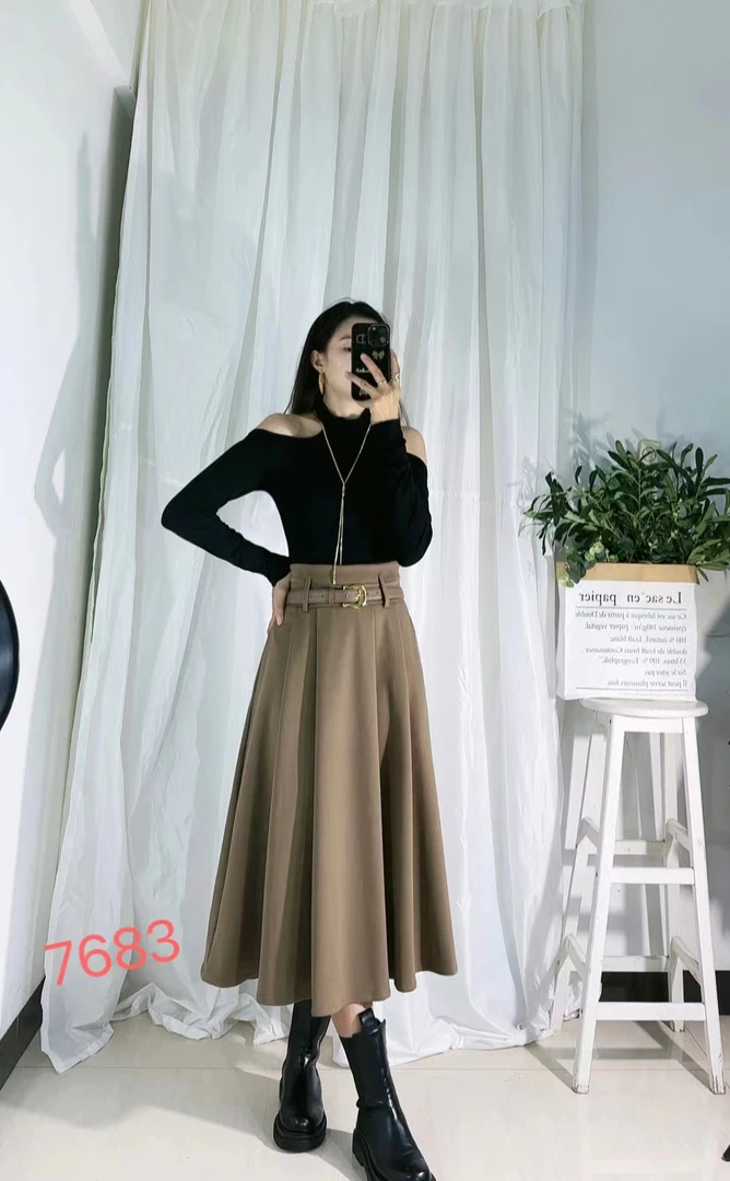 天美专享，显瘦半身裙高腰气质半裙时尚复古A字