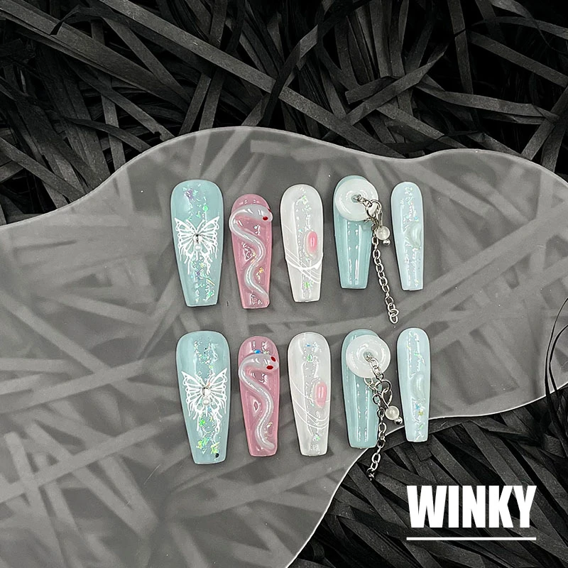 【WINKY 冬眠】W151 纯手工穿戴甲片 WINKY 冬眠美甲饰品穿戴甲片