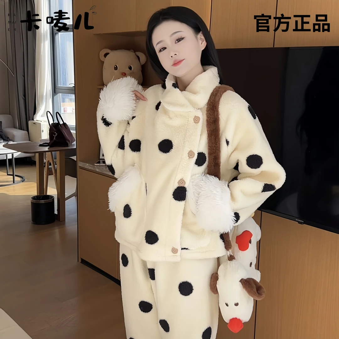 睡衣女秋冬家居服女款爆款2024新款加厚加绒休闲套装可外穿小个子