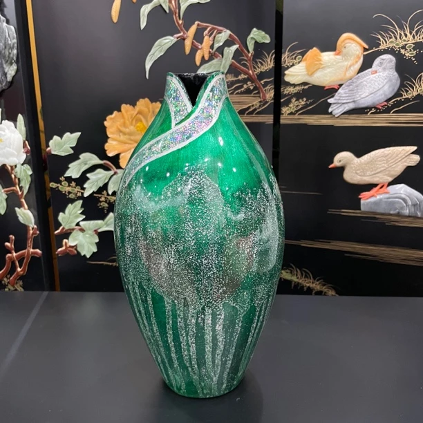 扬州漆器手工螺钿镶嵌旗袍中式脱胎工艺摆件