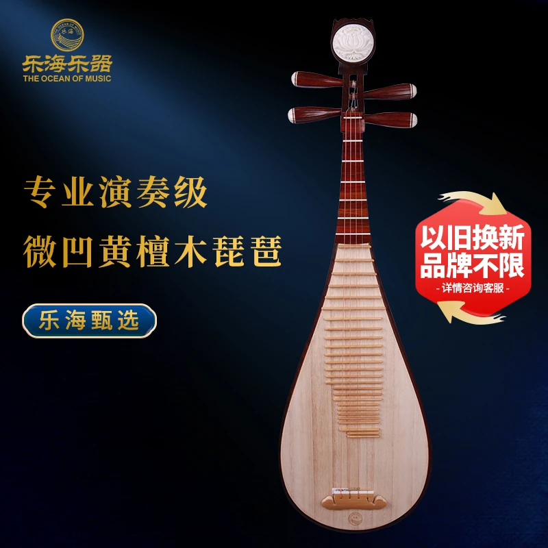 乐海917制作乐器专业演奏级微凹黄檀木精品祥云红木琵琶直播手工