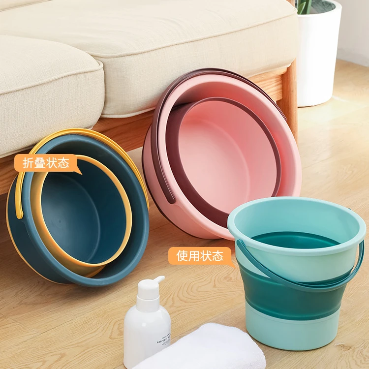 西藏包邮折叠水桶家用清洁水桶便携式钓鱼桶洗车桶学生宿舍提水桶