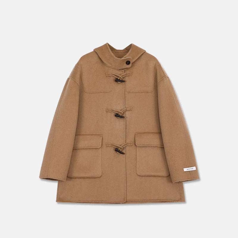 YM 494 【带货专用】时尚连帽毛呢中长款经典双面呢秋冬羊毛大衣