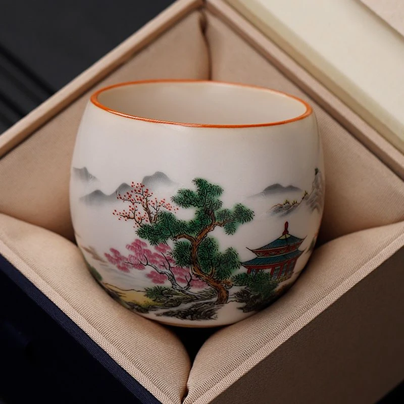 松风长青如意杯茶杯主人杯单杯女开片品茗杯单个汝瓷茶碗陶瓷大号