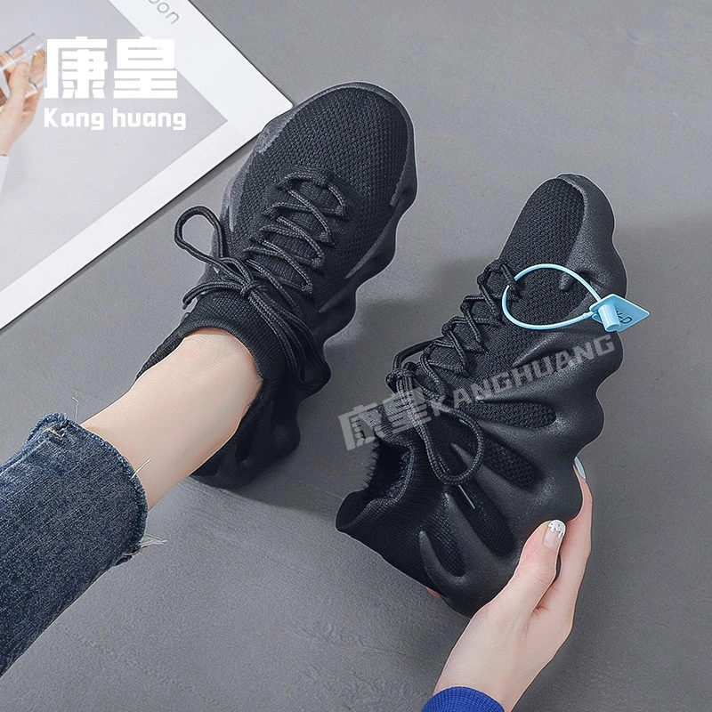 八爪鱼女火山鞋冬季加绒透气棉鞋全黑色工作鞋纯黑运动品牌轻便