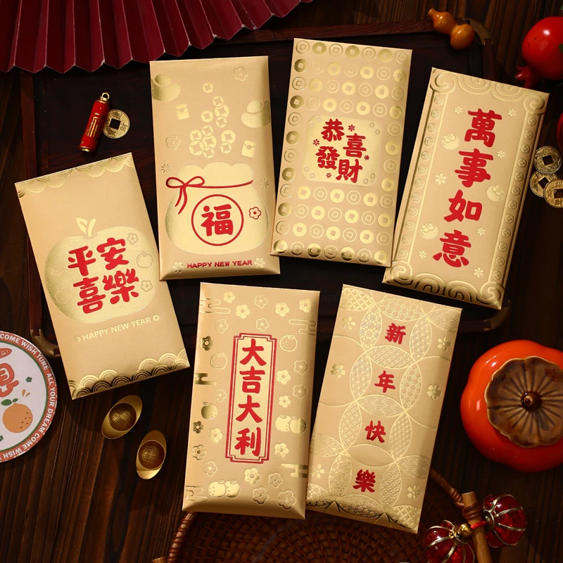 过新年红包个性创意蛇年金色金卡纸利是封招财猫红包袋2025