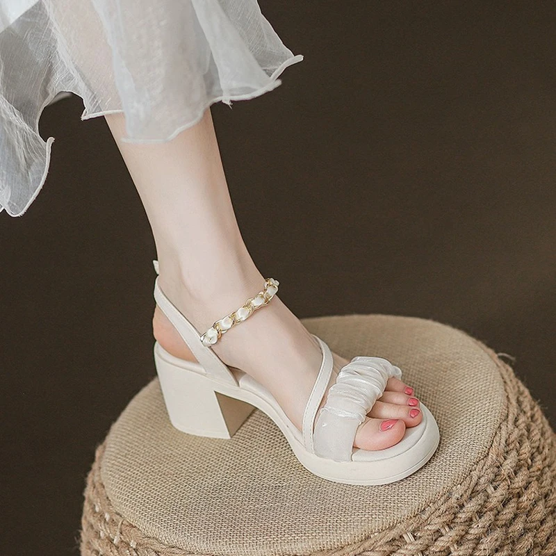 仙女风气质粗跟罗马法式绝美高跟凉鞋女士外穿厚底夏季新款配裙子