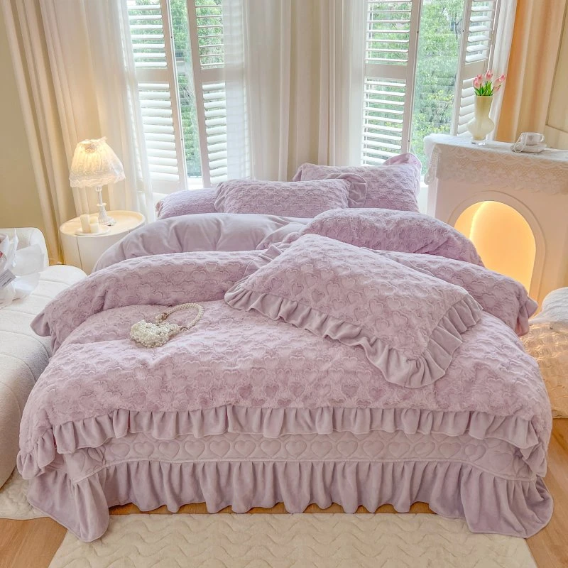 皇后娘娘   公主风加厚牛奶绒四件套冬季高级感毛绒被套床品女