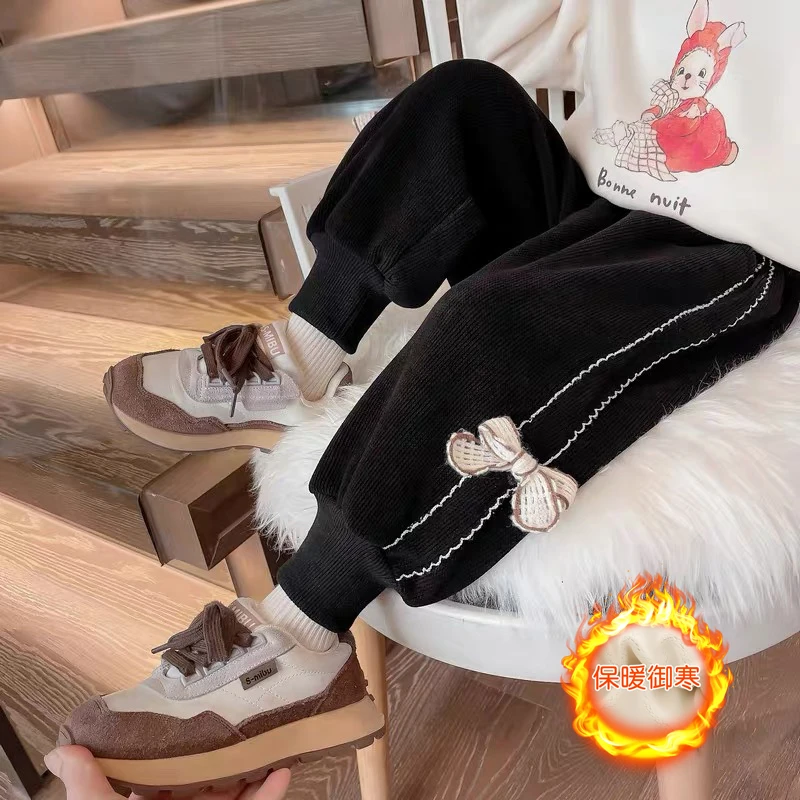 【秋冬加绒】女童加绒裤子2025新款运动裤一体绒休闲裤儿童洋气卫裤