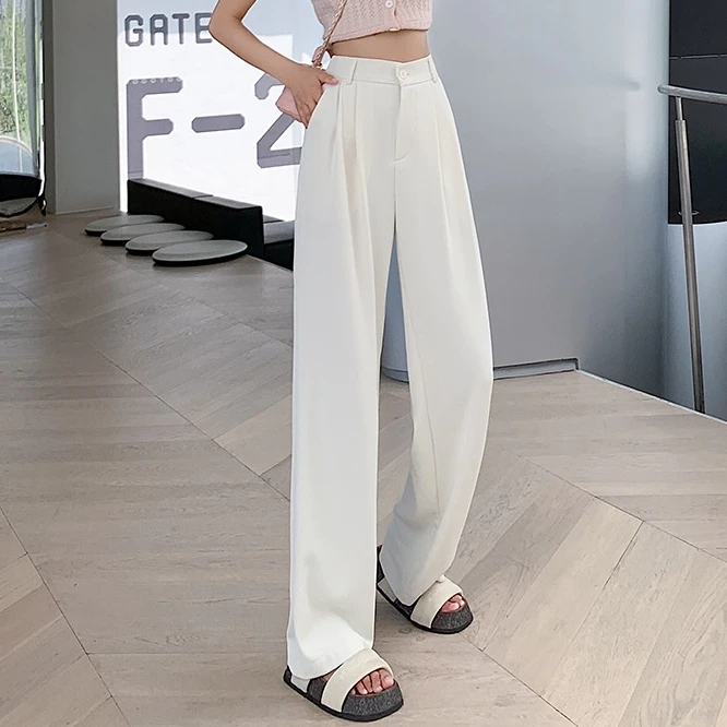 高腰显瘦西装裤直筒西装直筒裤女小个子垂感韩版百搭休闲拖地裤子