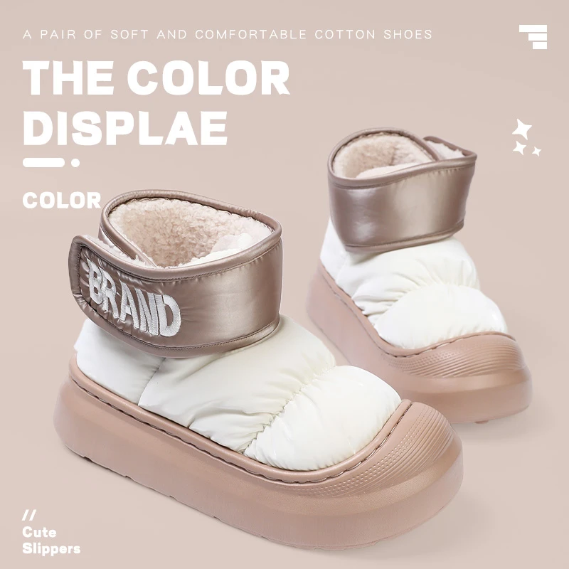 【BR运动】防水雪地靴冬季加绒加厚女士外穿百搭防水羽绒布短筒棉靴